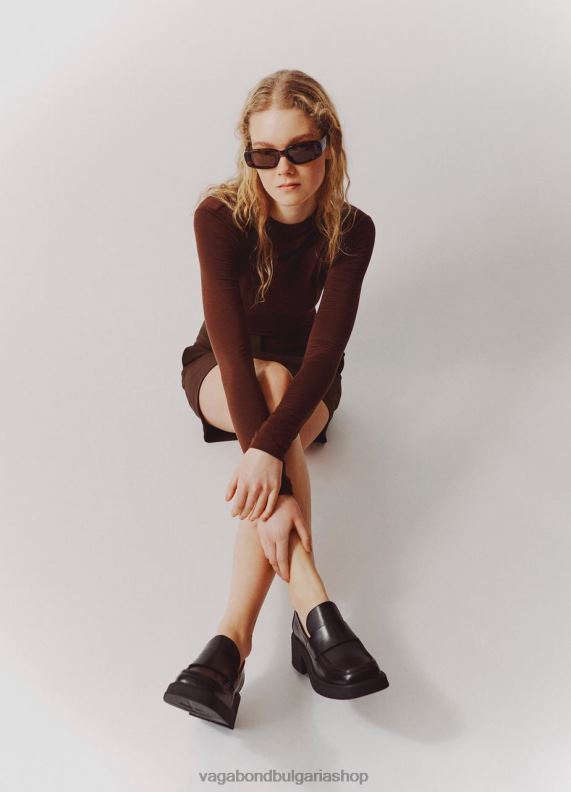 бг Vagabond Жени дора мокасина Черна кожа 082J2153 обувки