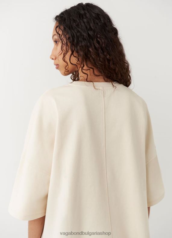 бг Vagabond Жени квадратна тениска почти бял текстил 082J2260 облекло