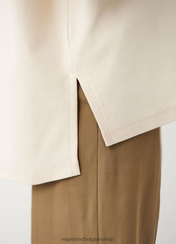 бг Vagabond Жени квадратна тениска почти бял текстил 082J2260 облекло