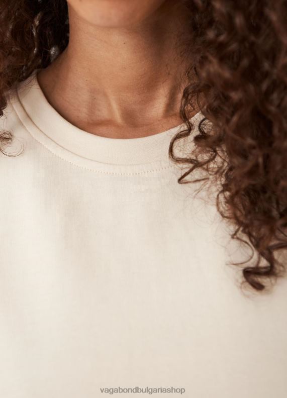 бг Vagabond Жени квадратна тениска почти бял текстил 082J2260 облекло