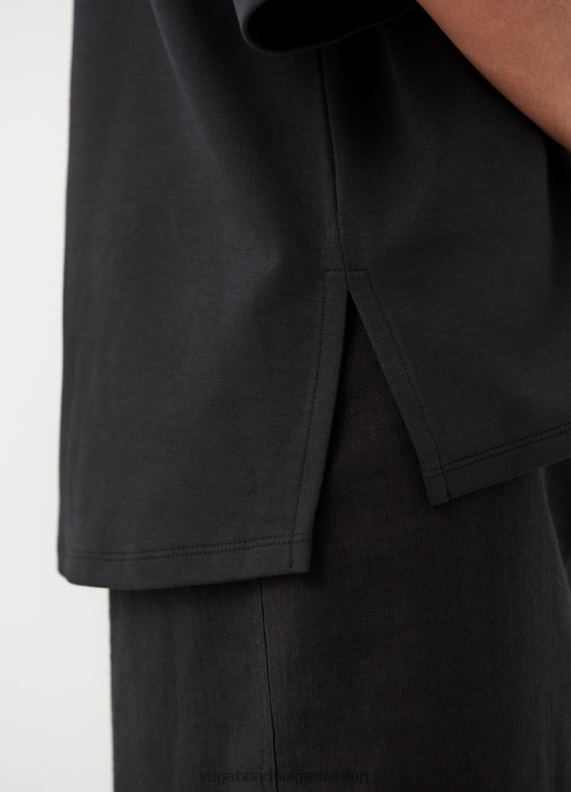 бг Vagabond Жени квадратна тениска черен текстил 082J2261 облекло