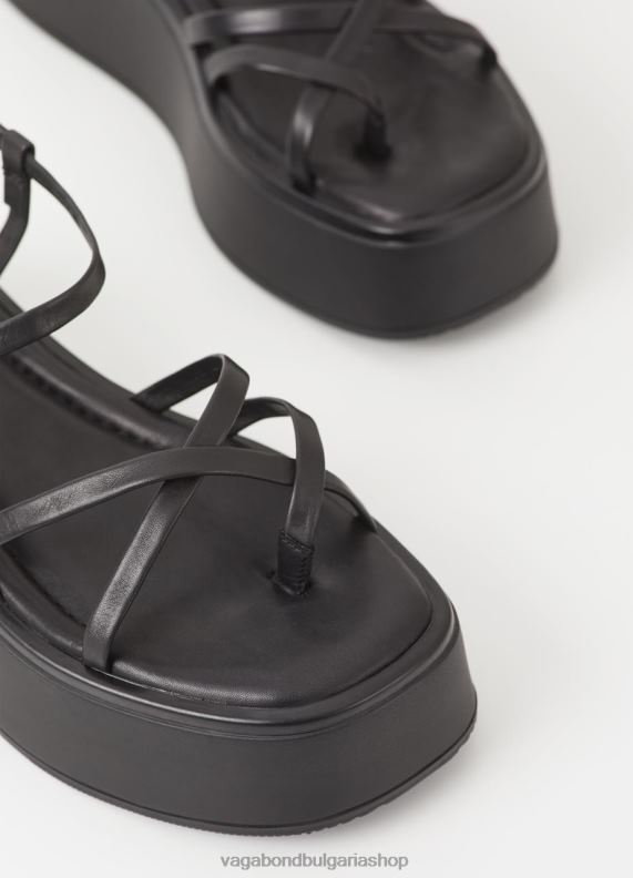 бг Vagabond Жени кортни сандали Черна кожа 082J223 обувки