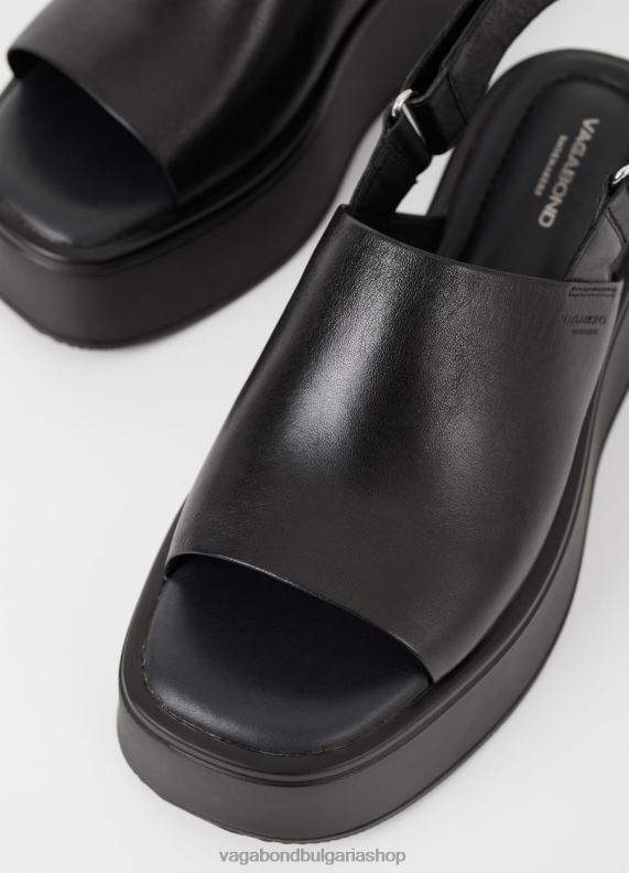 бг Vagabond Жени кортни сандали Черна кожа 082J266 обувки